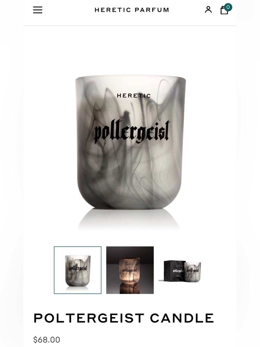 Poltergeist Candle — Smoky Gray